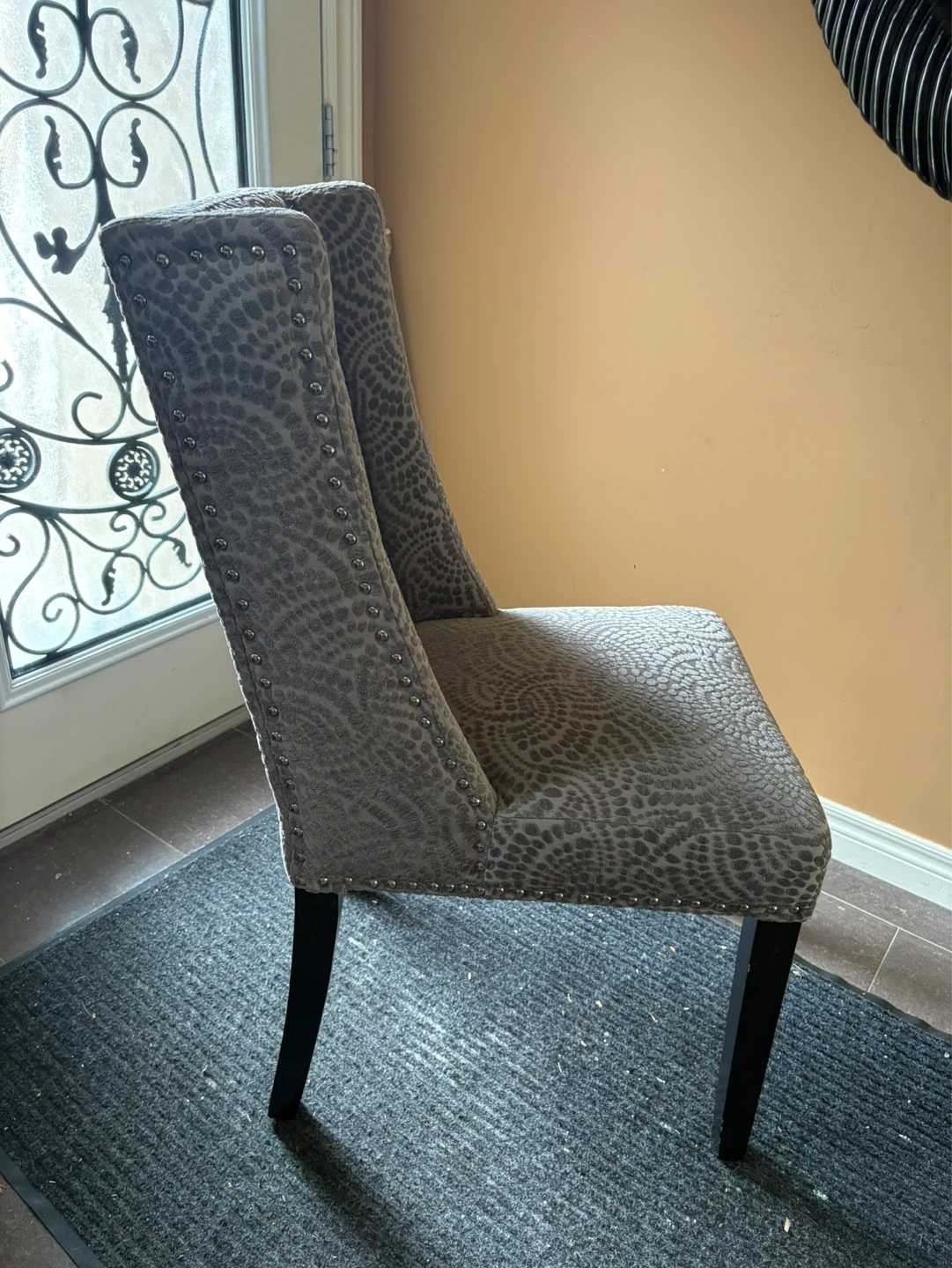 4 Grey Upholstered Dining Chair with Stud Detail - photo 2