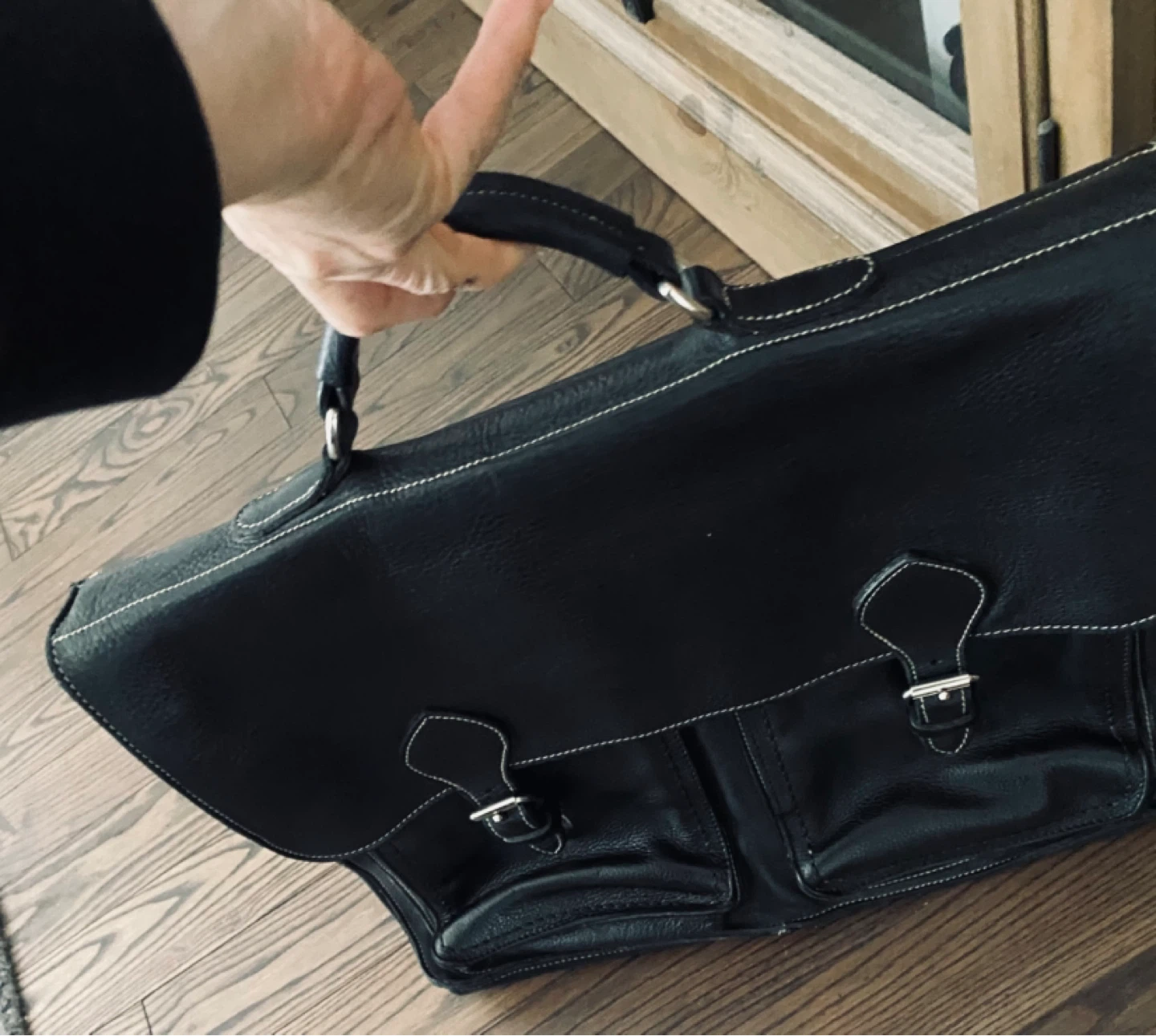 Roots Black Leather Briefcase - photo 2