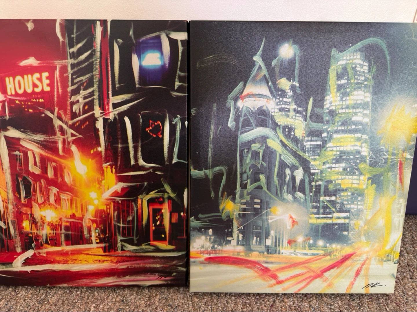 Set of 2 Cityscape Canvas Art Prints