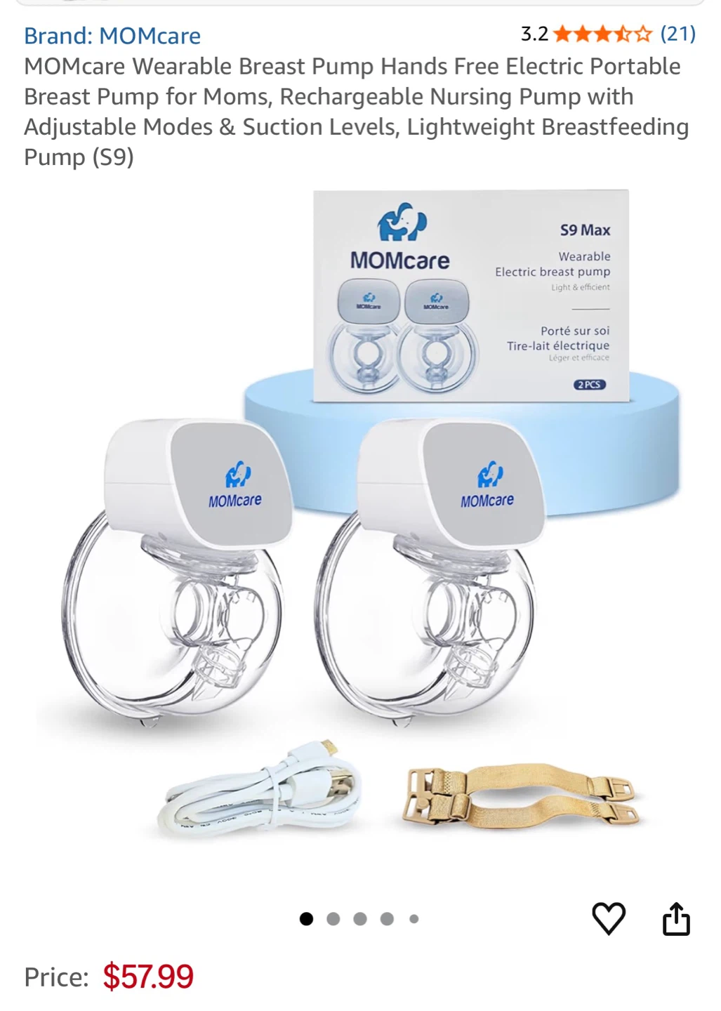 MOMCare Wearable Breast Pump S9
