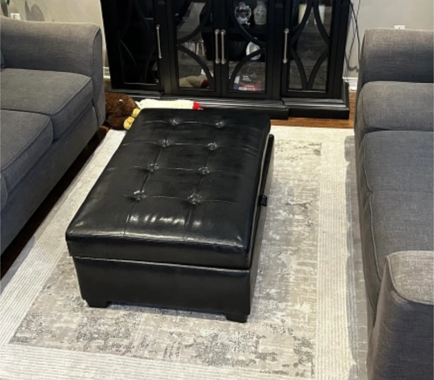 Black Tufted Storage Ottoman Bench