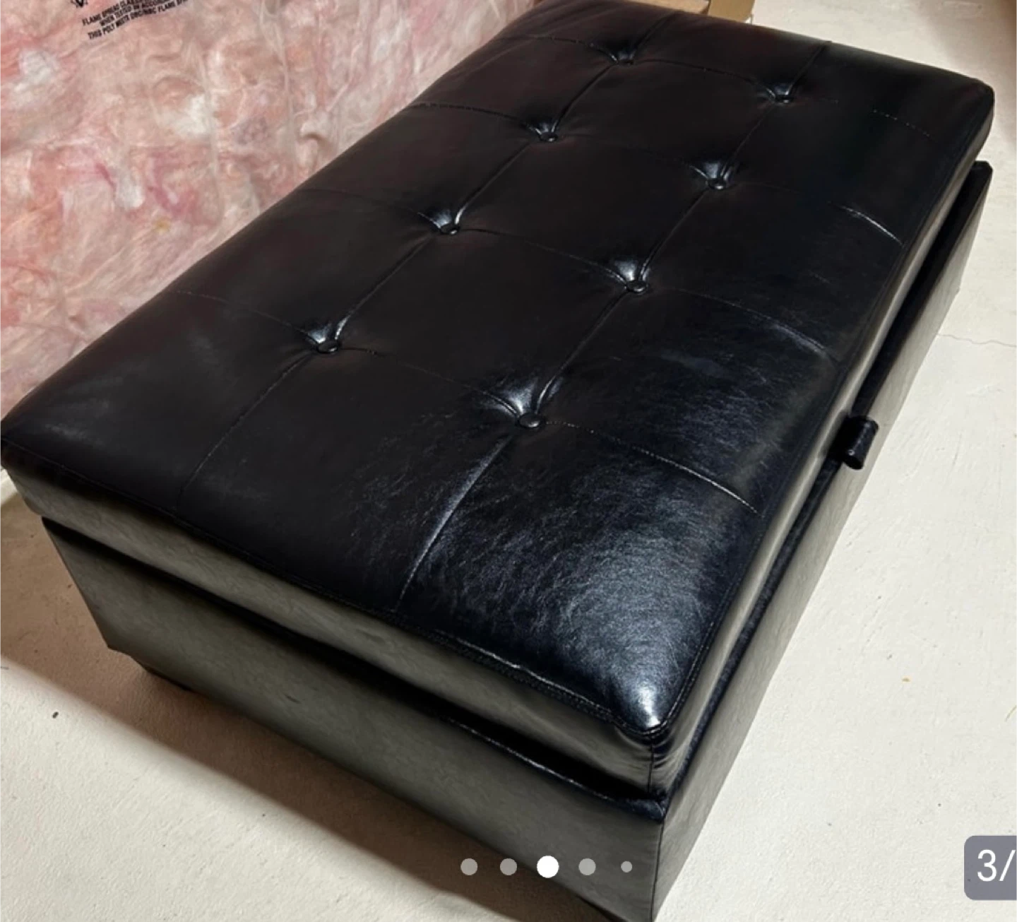 Black Tufted Storage Ottoman Bench - photo 4