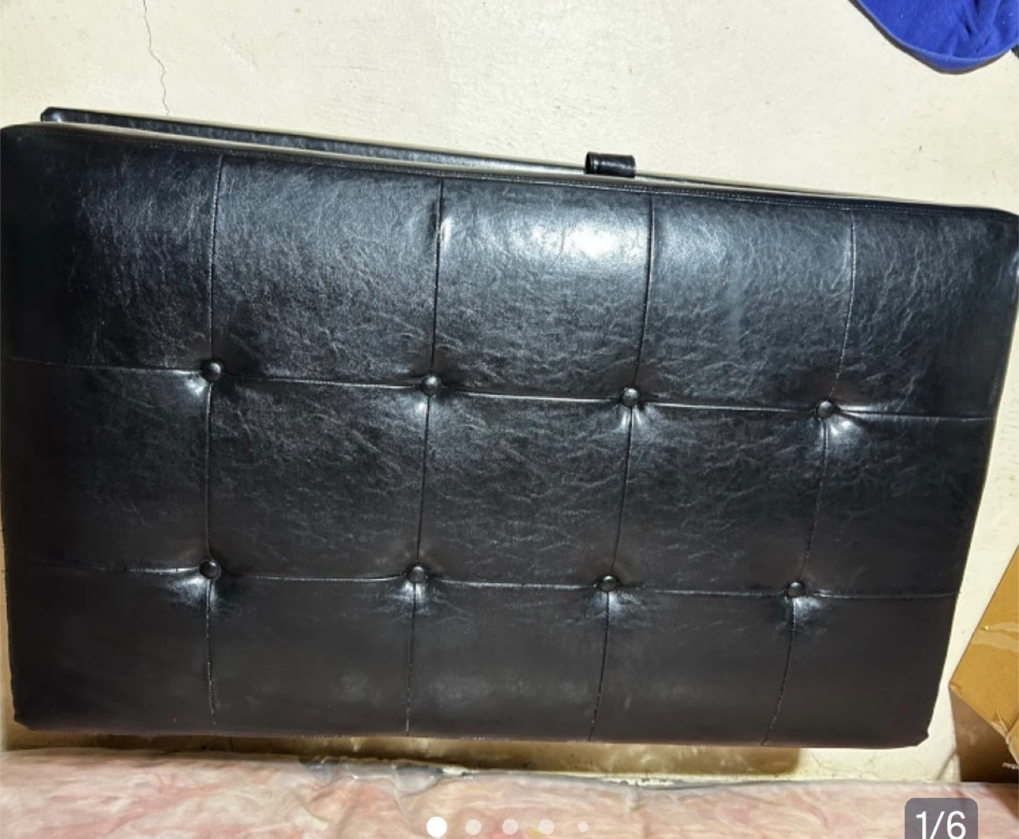 Black Tufted Storage Ottoman Bench - photo 2
