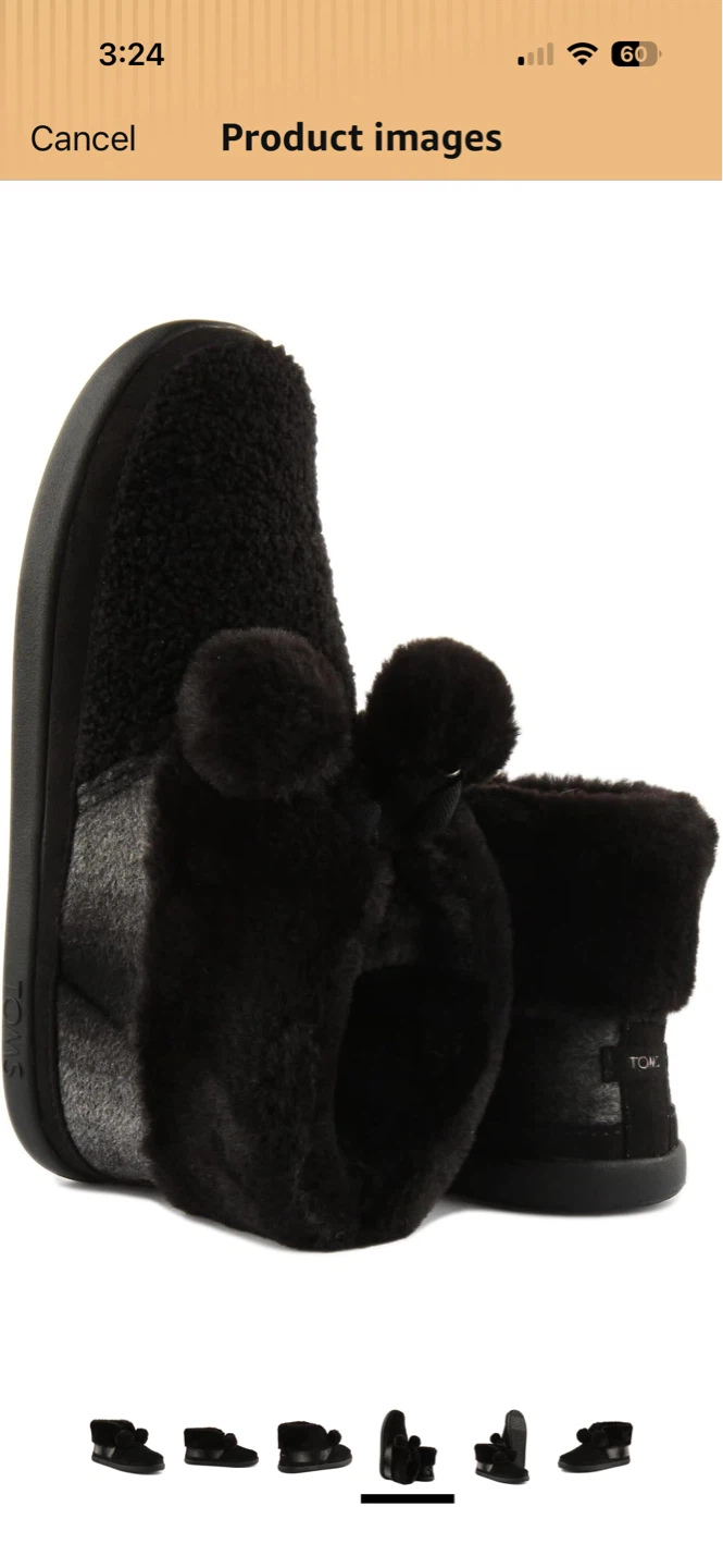 New-TOMS Women's Black Faux Fur Pom Pom Slippers - photo 3
