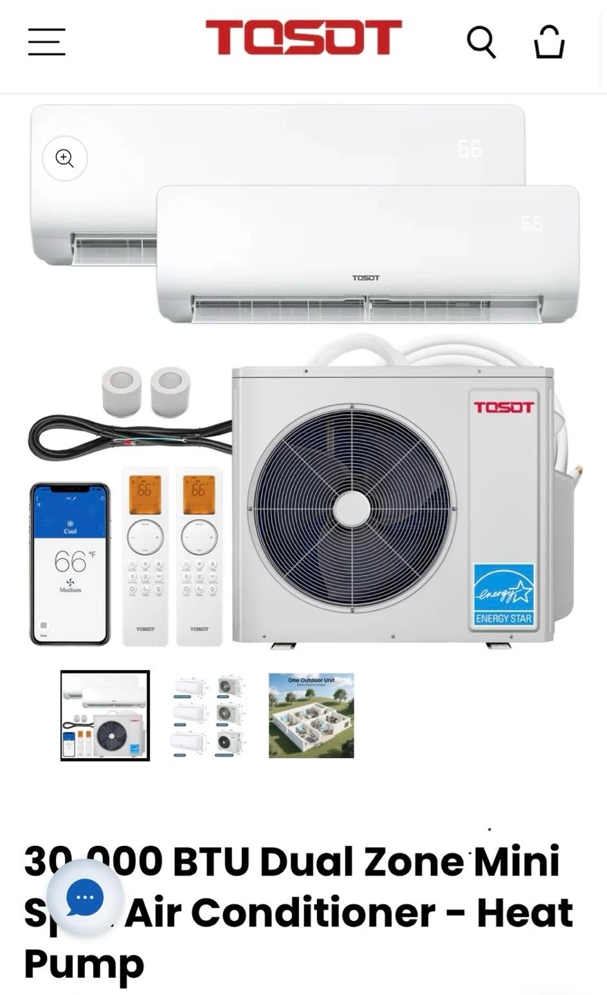 TOSOT 30,000 BTU Dual Zone Mini Air Conditioner - Heat Pump