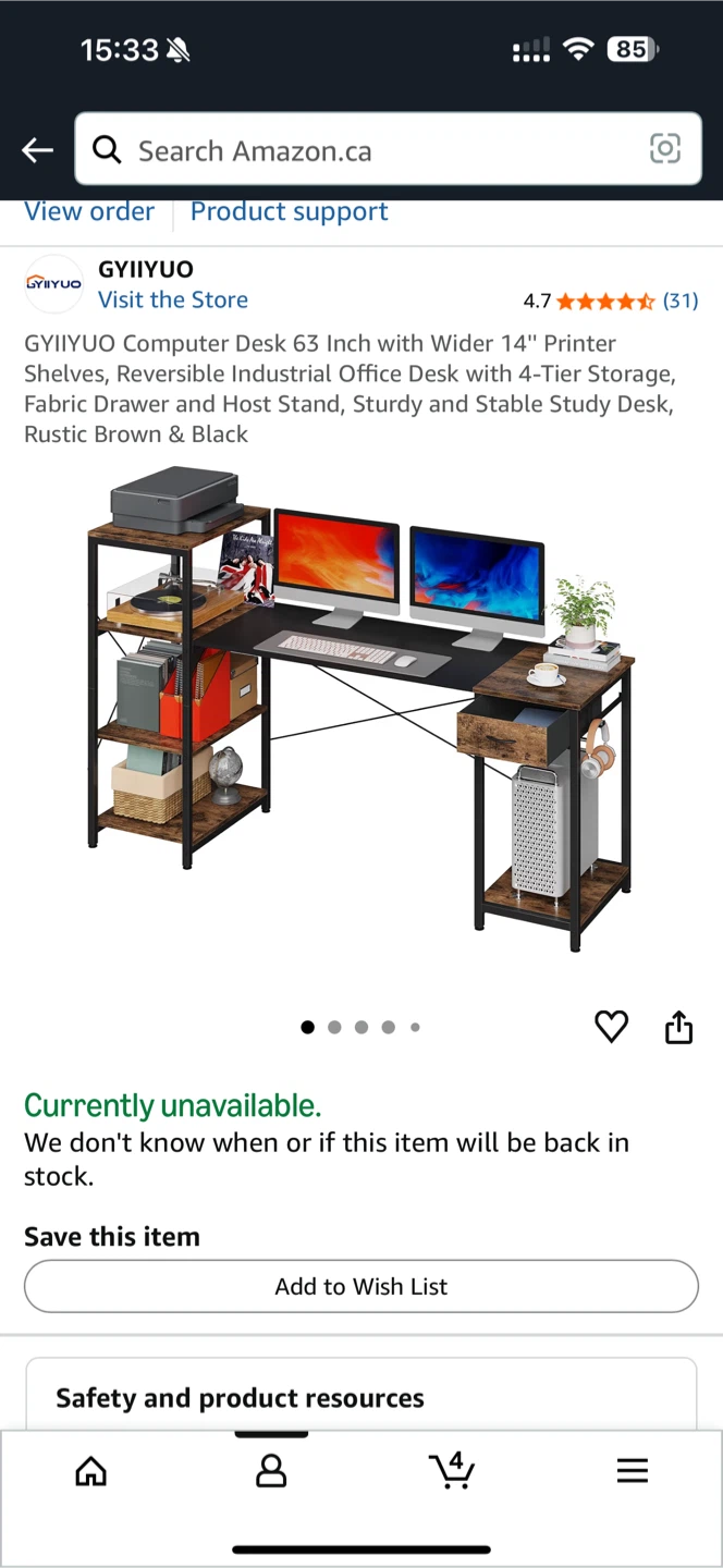 GYIIYUOO Computer Desk 63 Inch