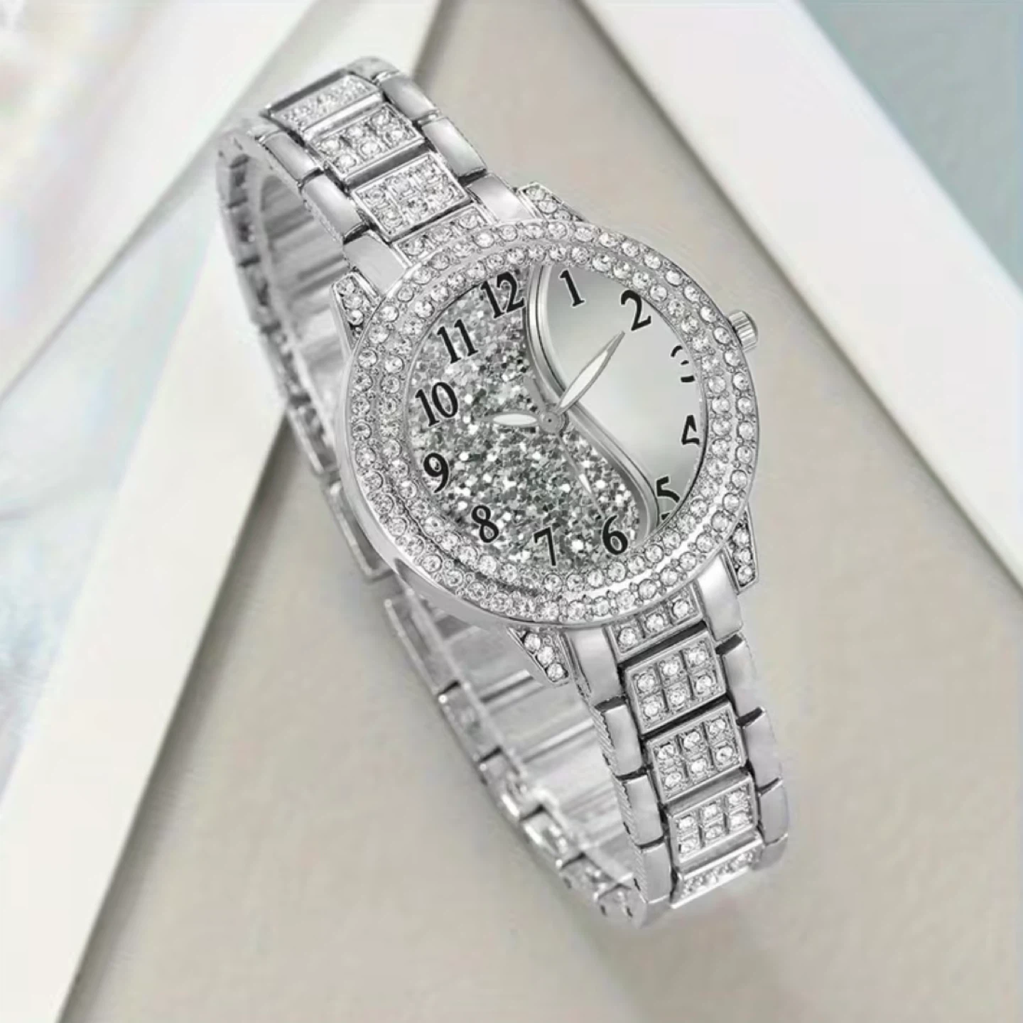 New Women's Crystal Watch and Bracelet Set - Silver Tone - photo 3