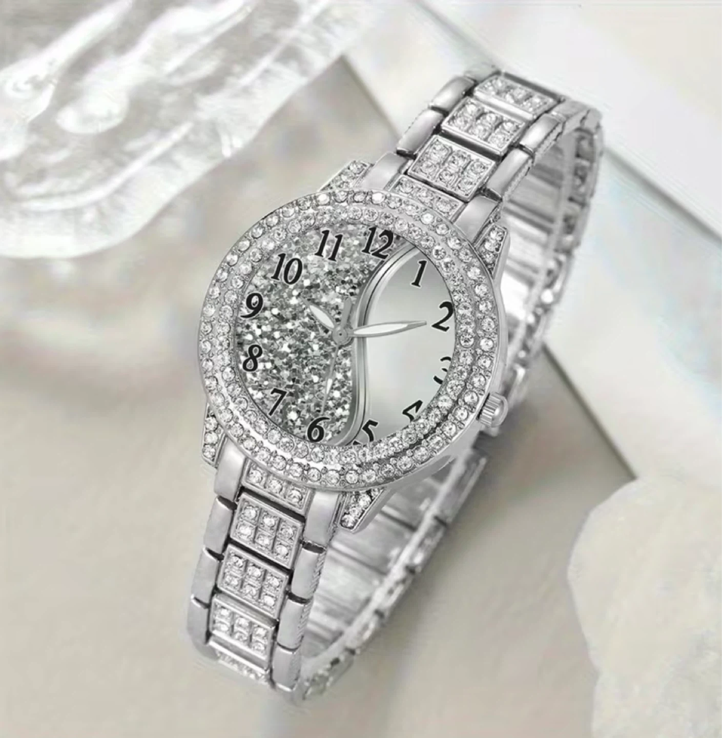 New Women's Crystal Watch and Bracelet Set - Silver Tone - photo 2