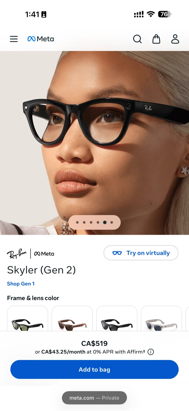 Ray-Ban Meta Skyler (Gen 2) Smart Glasses
