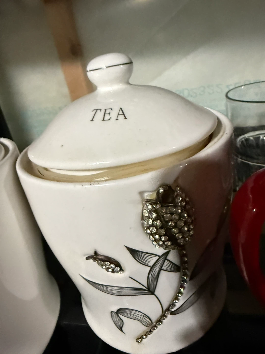 White Ceramic Tea, Sugar, and Coffee Canisters Set