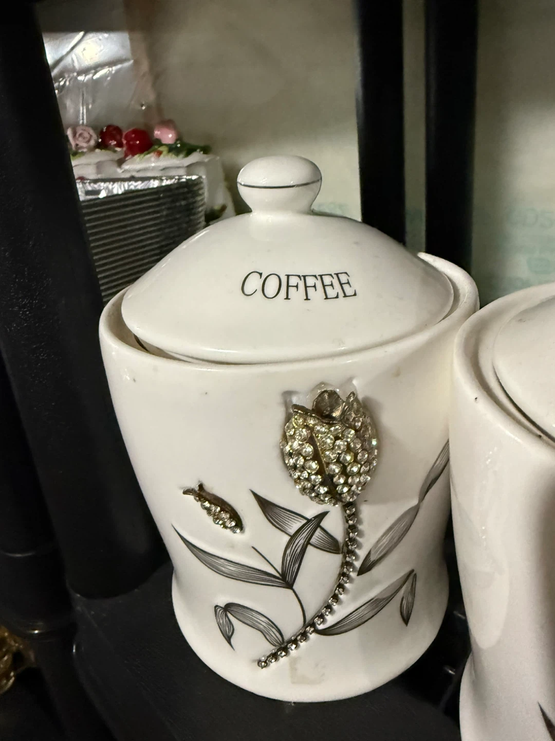White Ceramic Tea, Sugar, and Coffee Canisters Set - photo 3