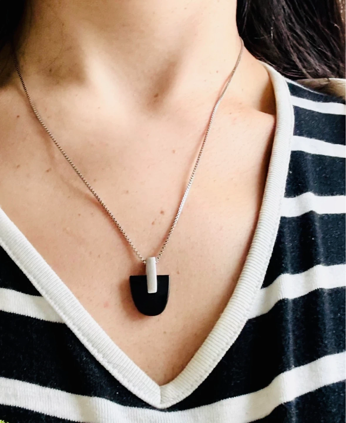 Modernist Silver & Black Onyx stone ARC - photo 5
