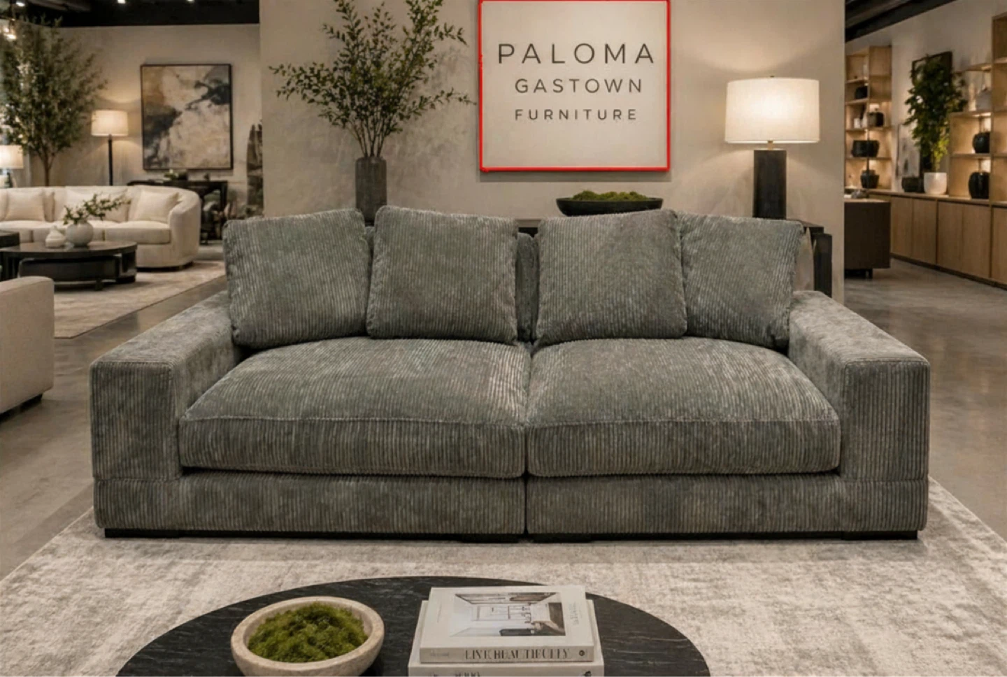 Grey Corduroy 3 person Sofa