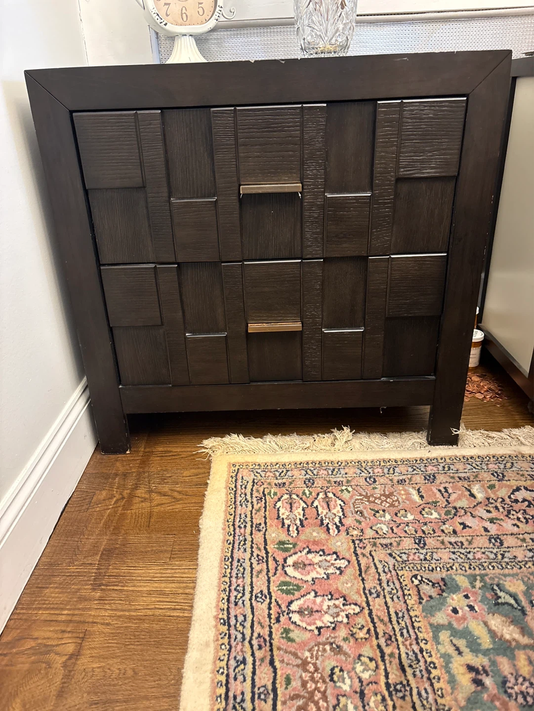 Dark Wood 2-Drawer Nightstand - photo 2
