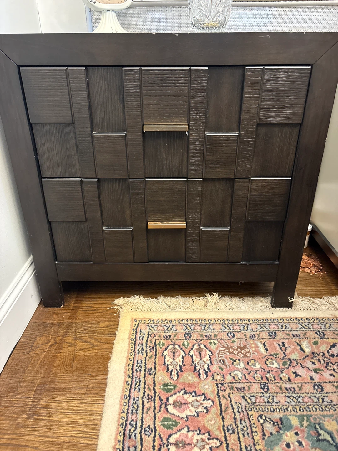 Dark Wood 2-Drawer Nightstand