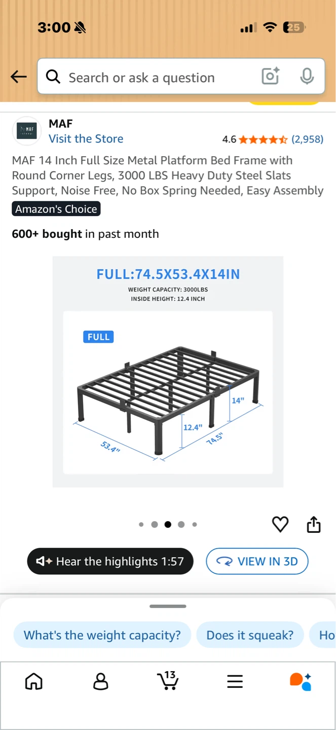 14 Inch Full Size Metal Bed Frame and Mattress - photo 4