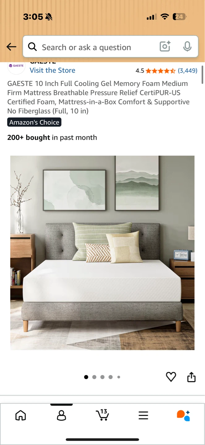 14 Inch Full Size Metal Bed Frame and Mattress