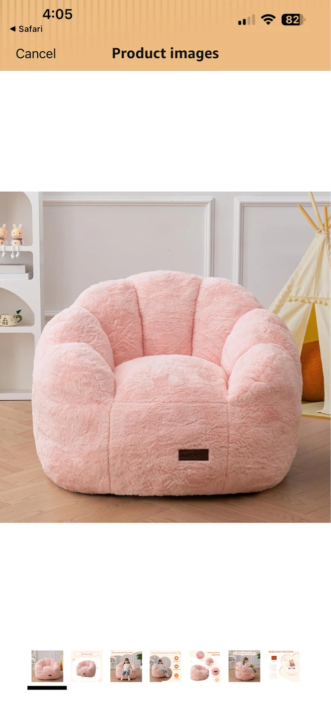 Pink Plush Bean Bag Chair