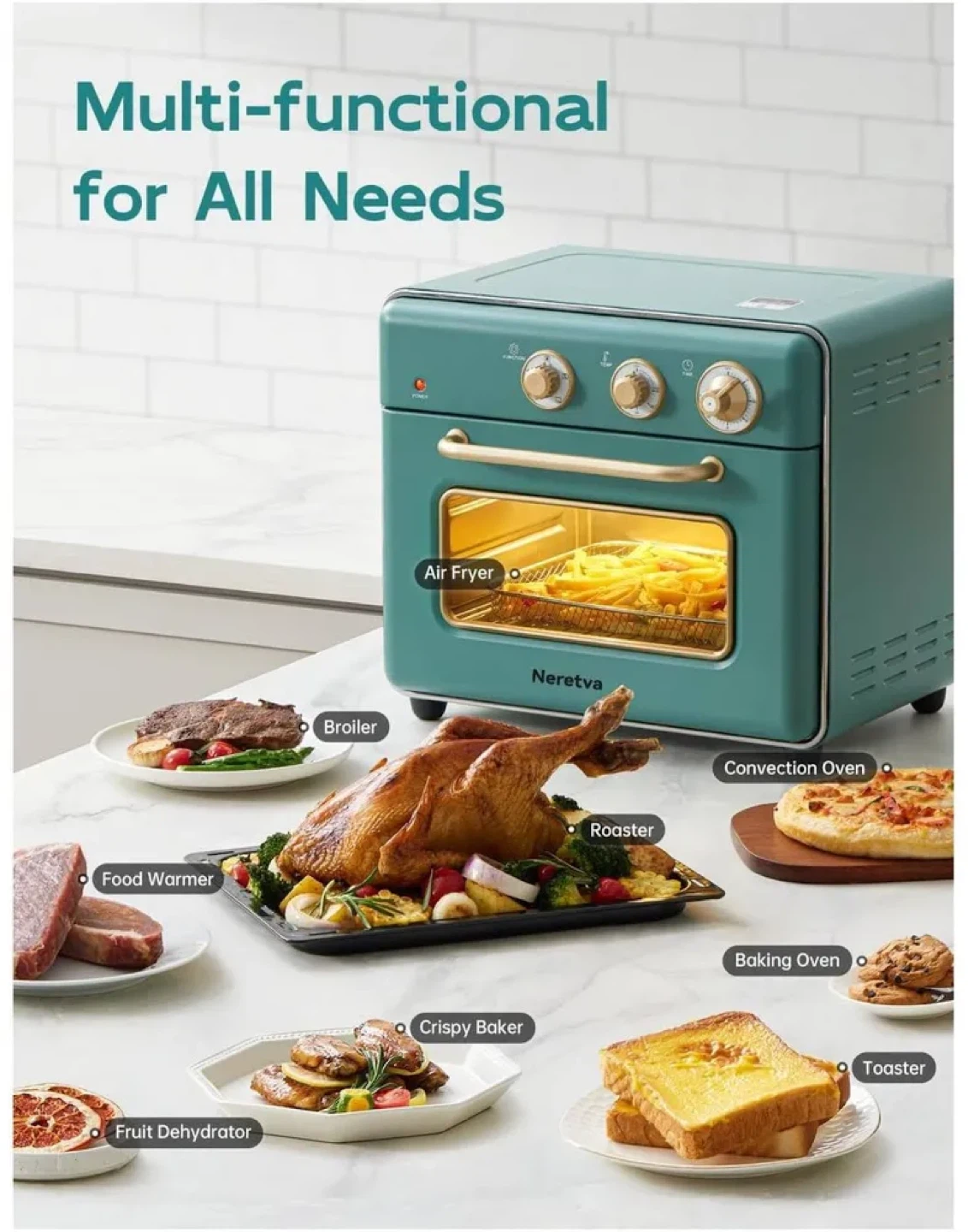 AIR FRYER VINTAGE Neretva Retro Mini Oven - Teal - photo 4