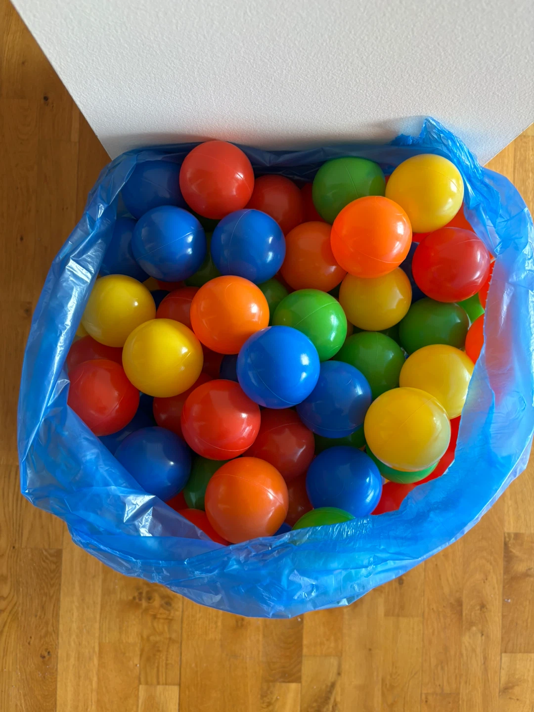 Colourful plastic play balls untouched by kids