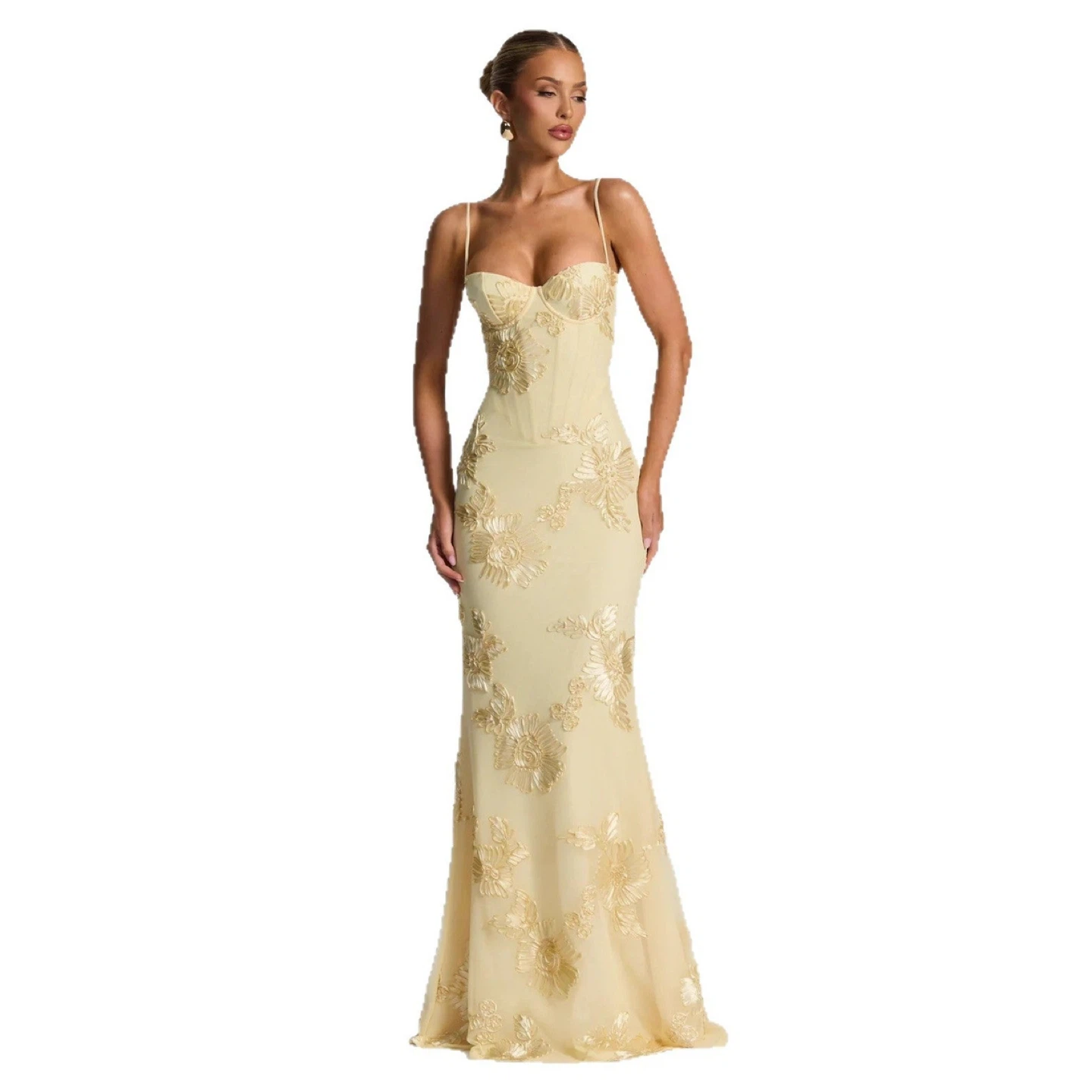 Yellow Floral Embroidered Maxi Dress - photo 3