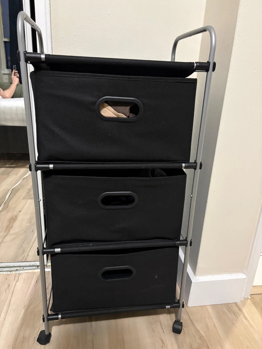 3-Tier Fabric Drawer Rolling Storage Cart