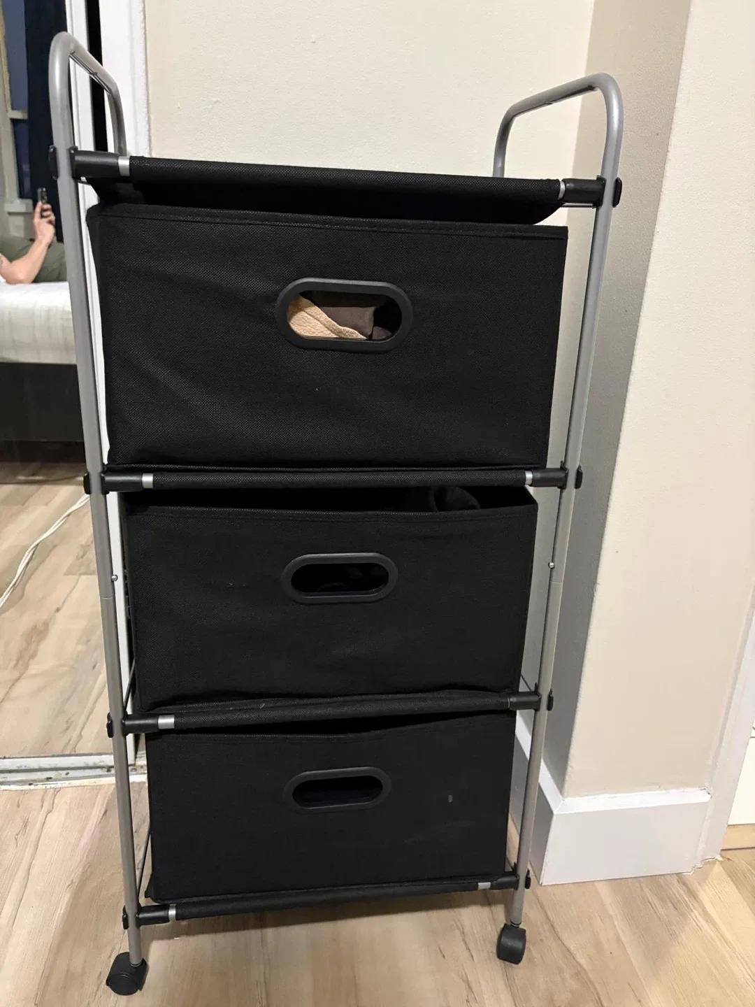 3-Tier Fabric Drawer Rolling Storage Cart