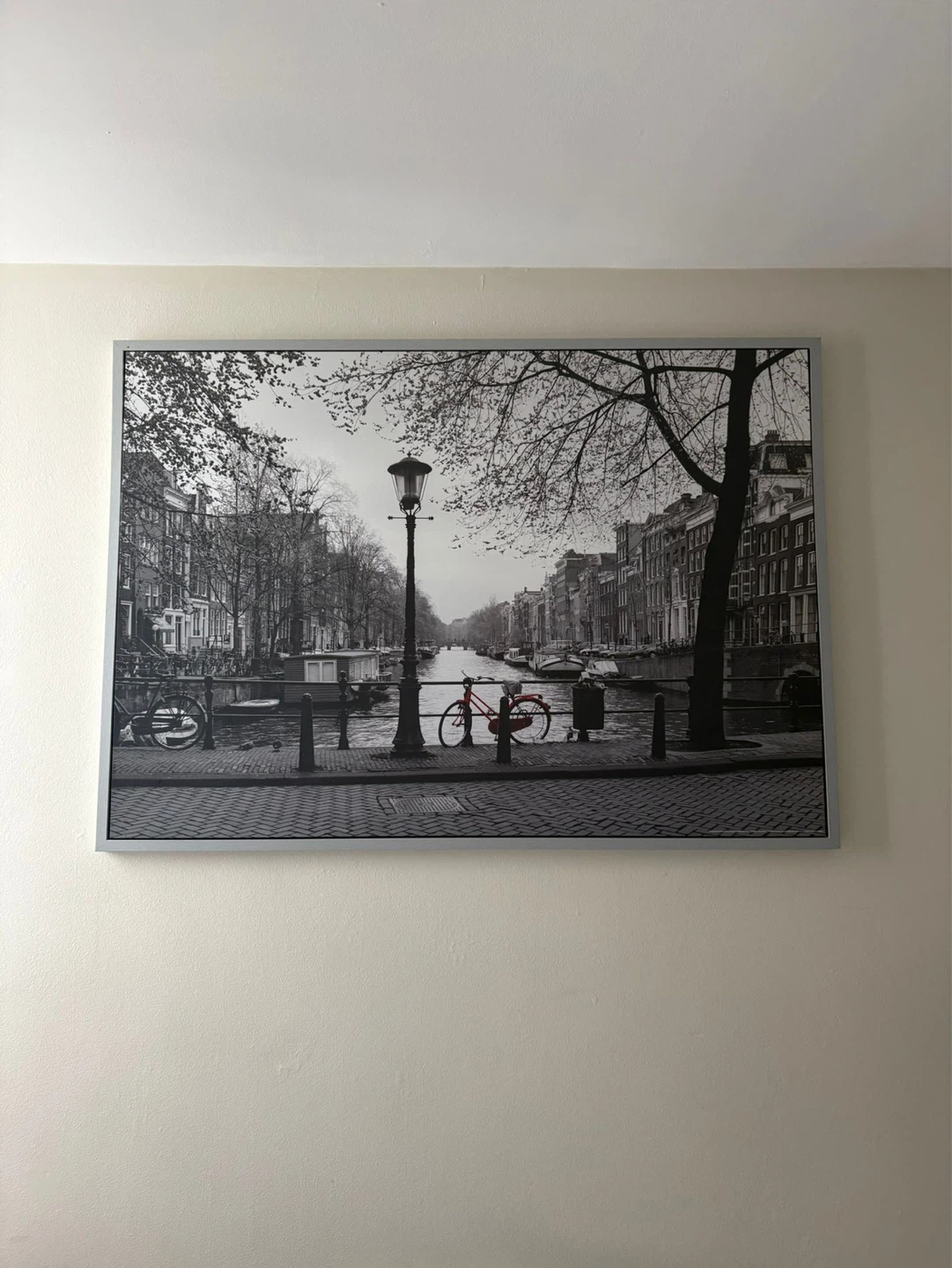 Framed Black and White Amsterdam Canal Print