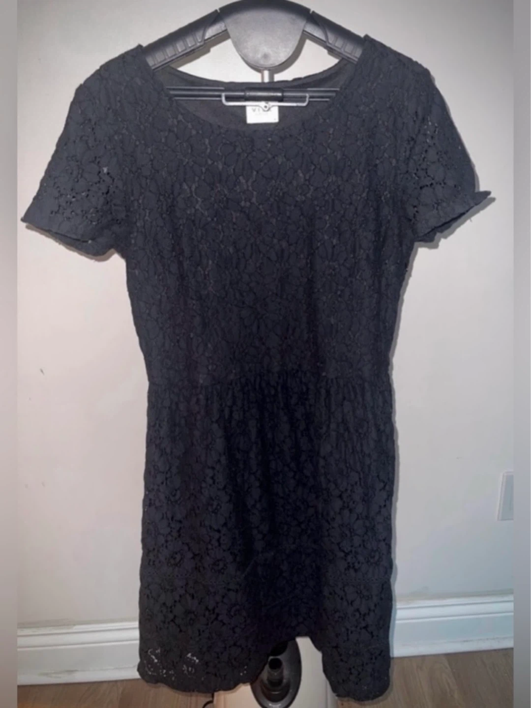 Vila Visulacey Black Lace Rosette Mini Dress size M - photo 2