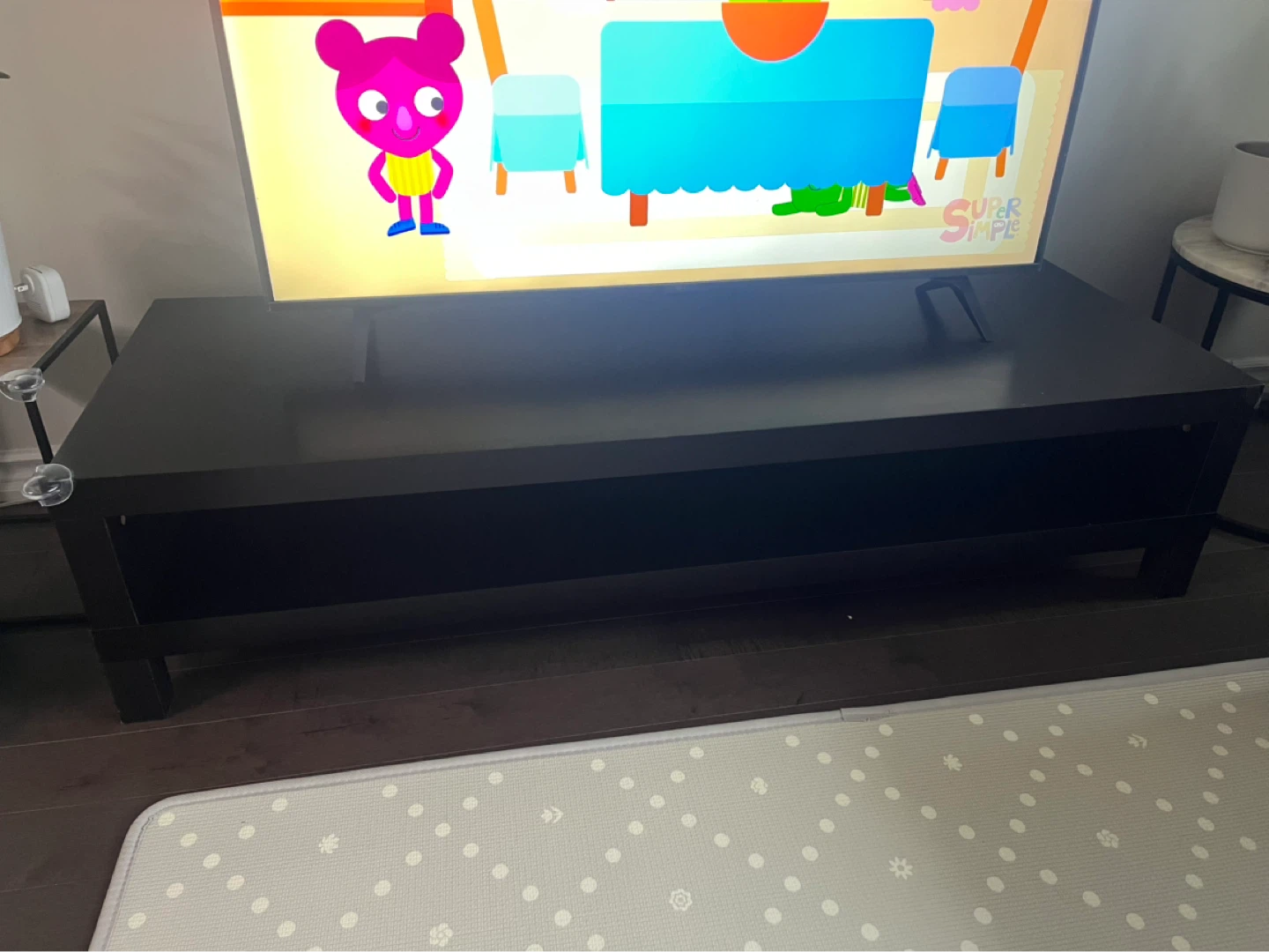 Black TV Stand with Storage Shelves