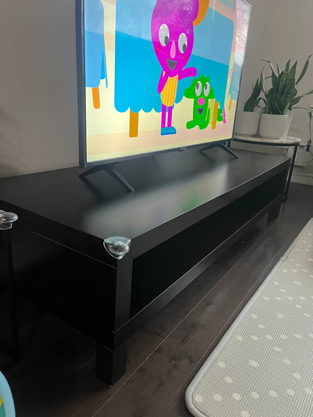 Black TV Stand with Storage Shelves - photo 3