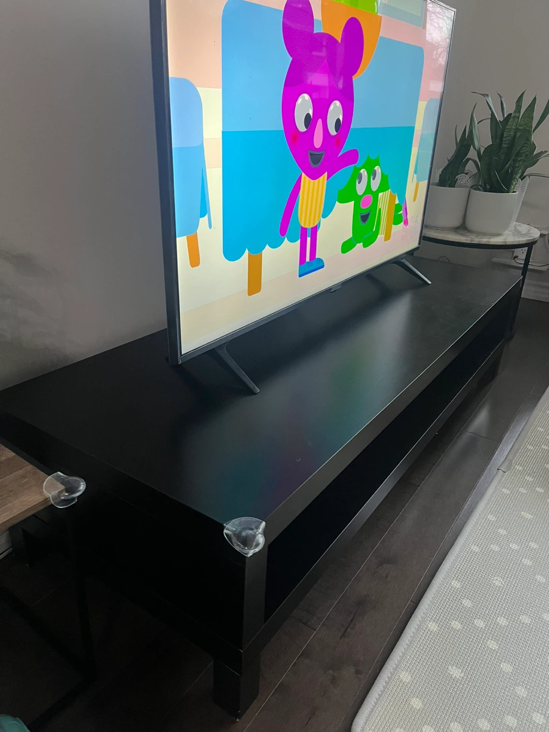 Black TV Stand with Storage Shelves - photo 2
