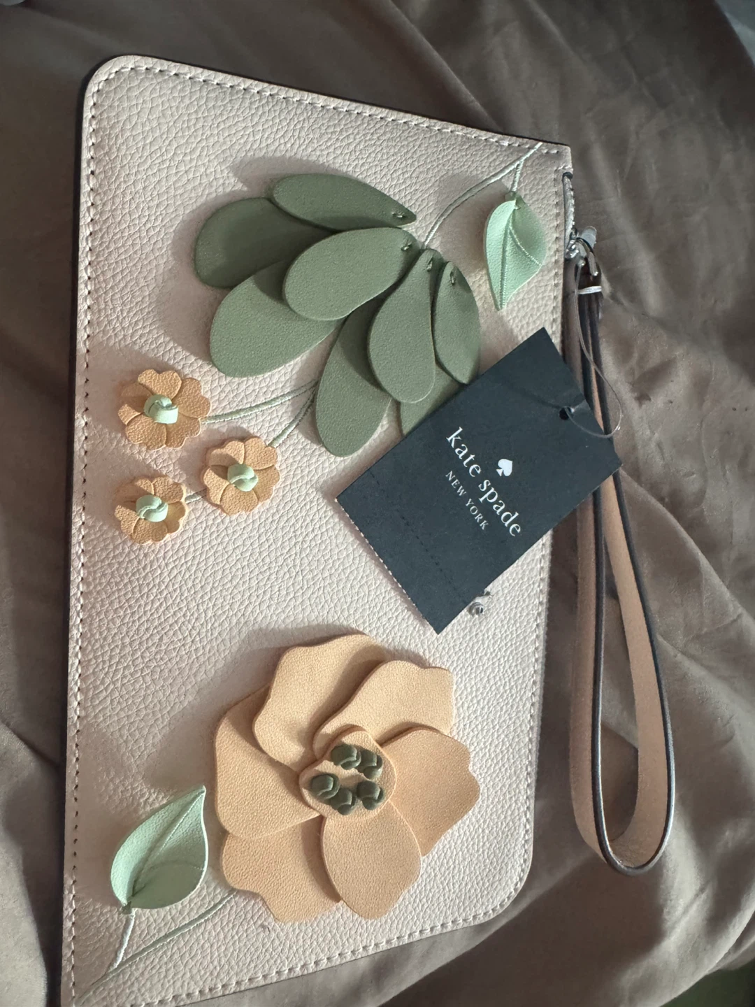 Kate Spade New York Wristlet Clutch with Floral Appliqué