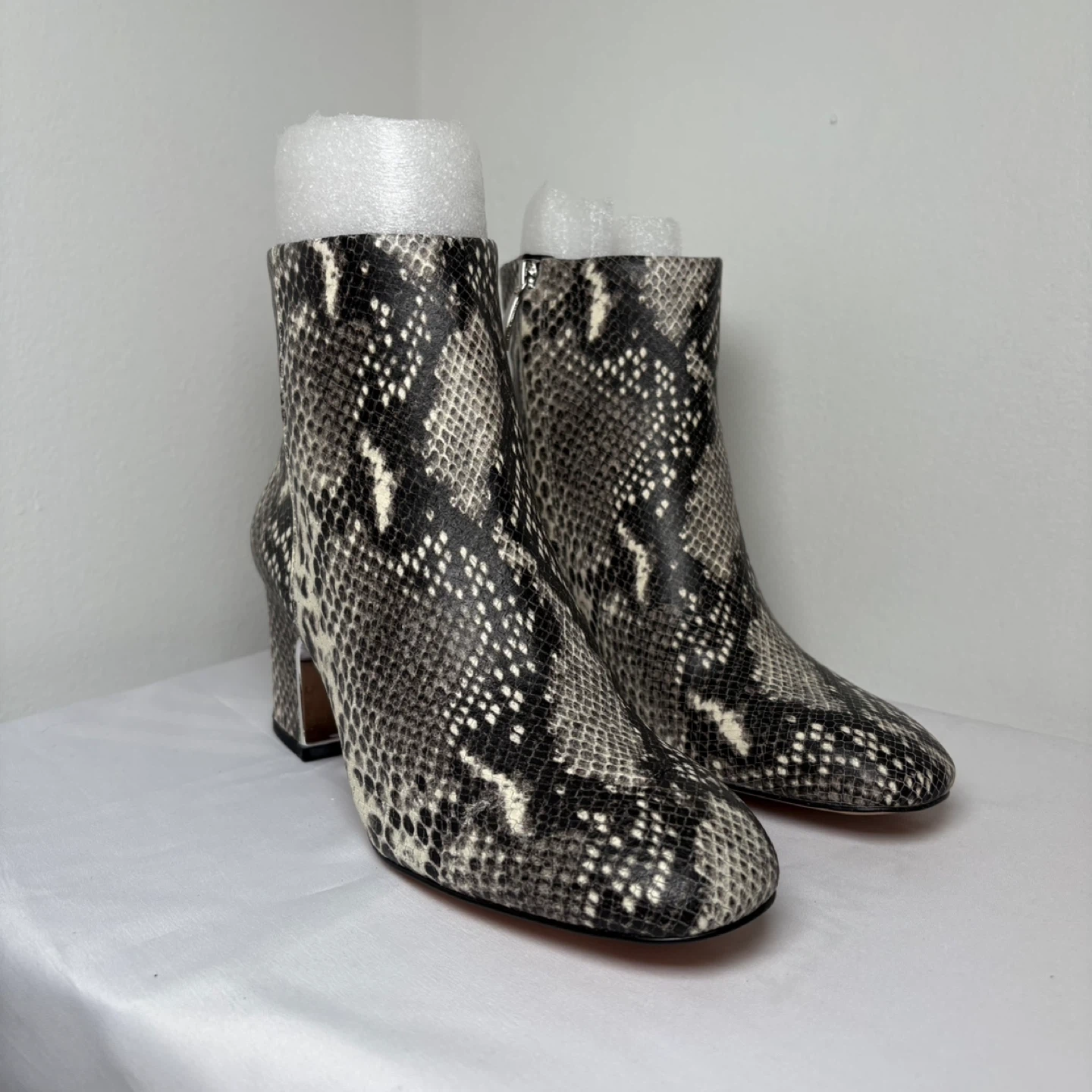 Essex Lane "Gabriella" Snake Leather Ankle Boots