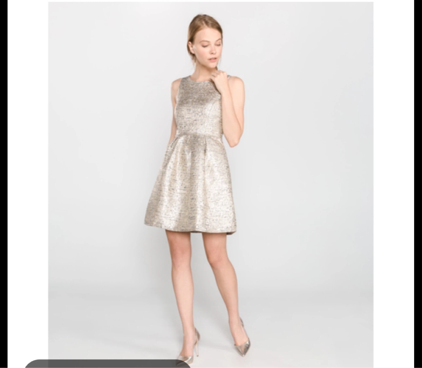 Gold Brocade Sleeveless Dress