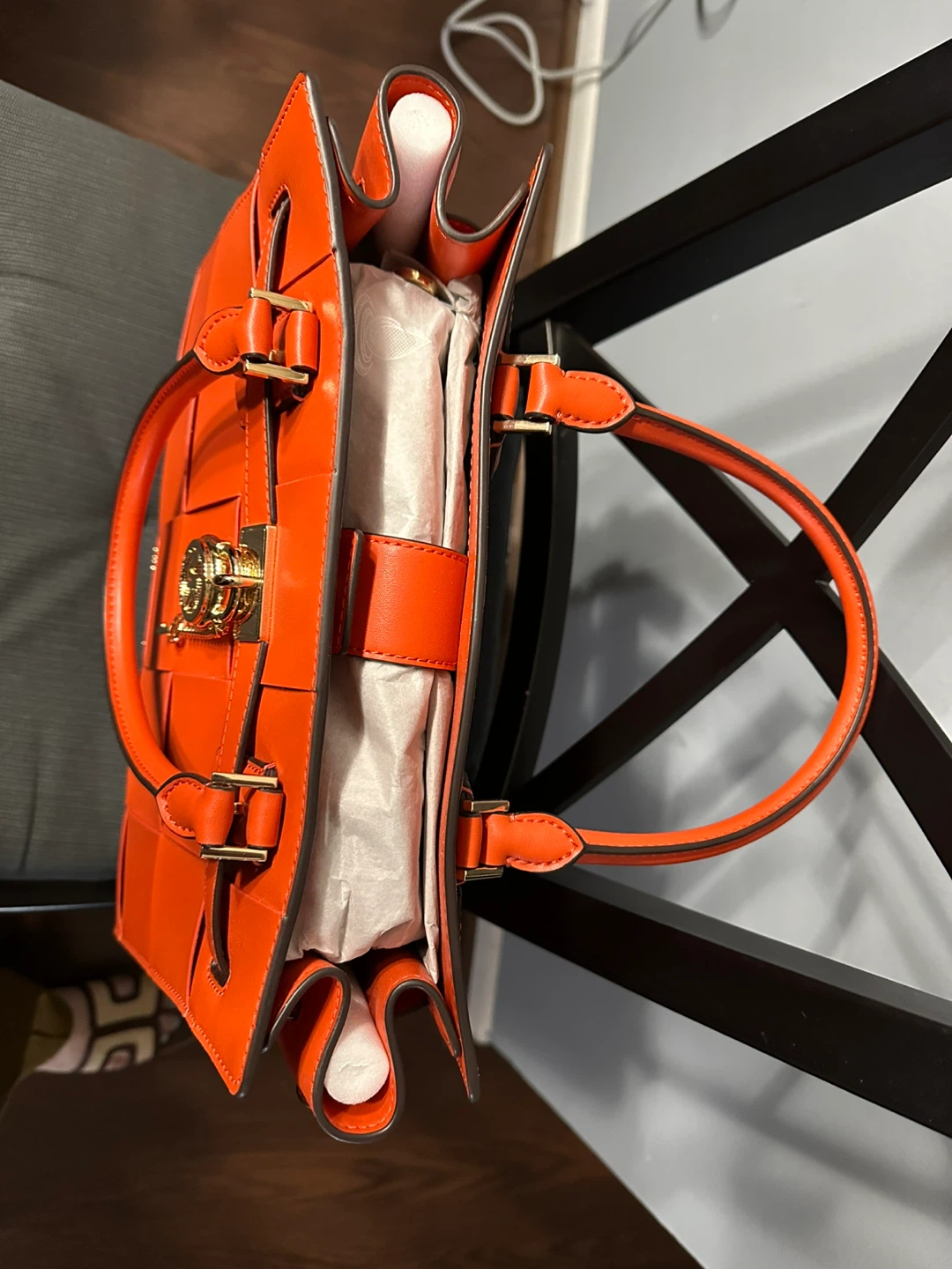 MICHAEL KORS Orange Woven Leather Satchel Handbag - photo 2