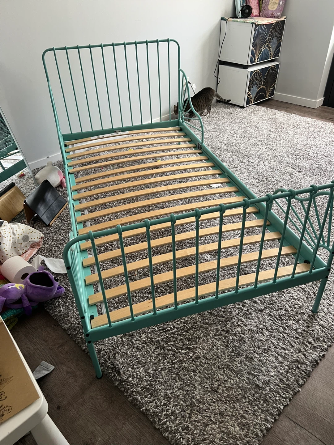 IKEA MINNEN Extendable Bed Frame - Gray-Blue