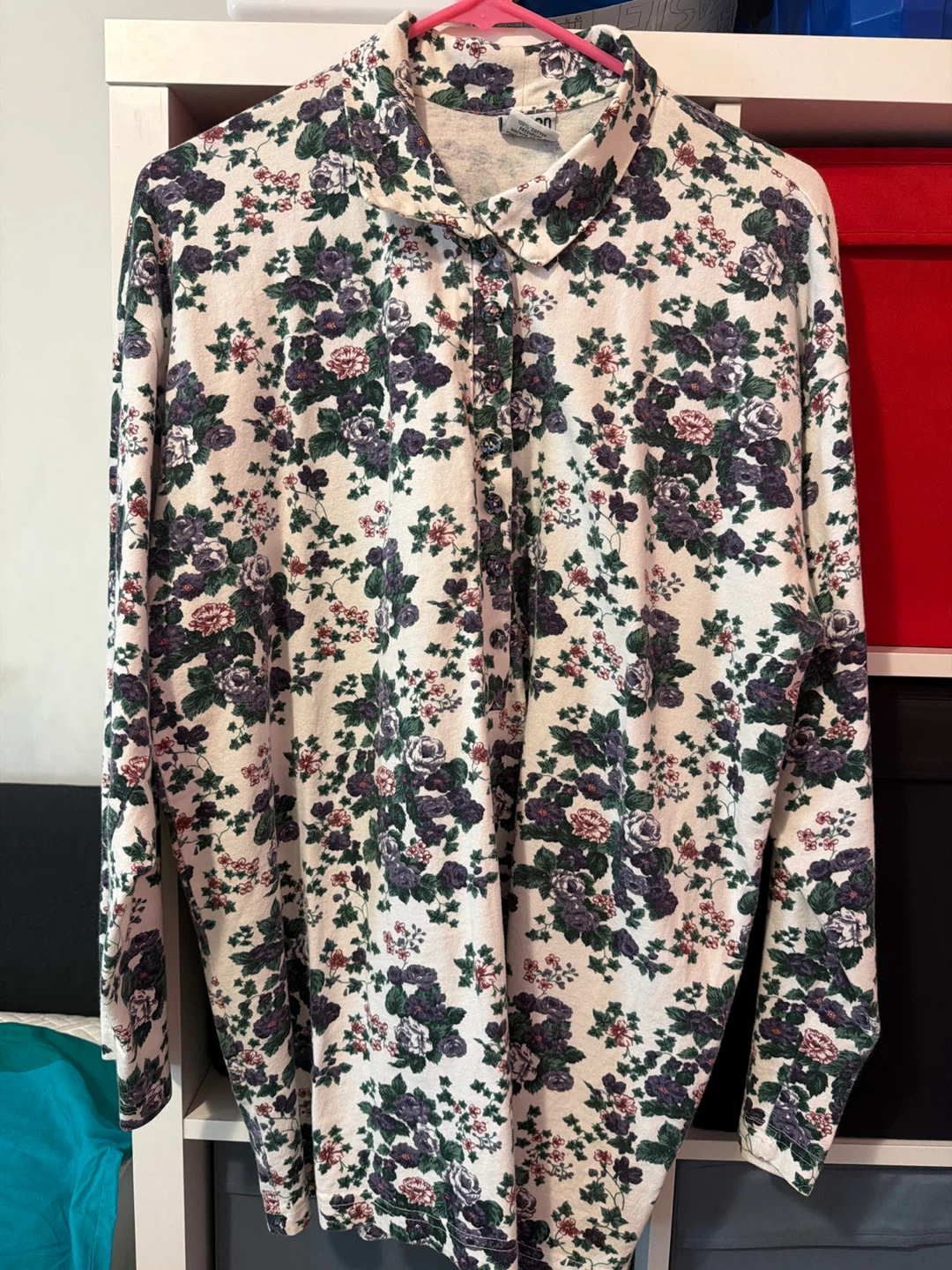 White Vintage Floral Long Sleeve Shirt