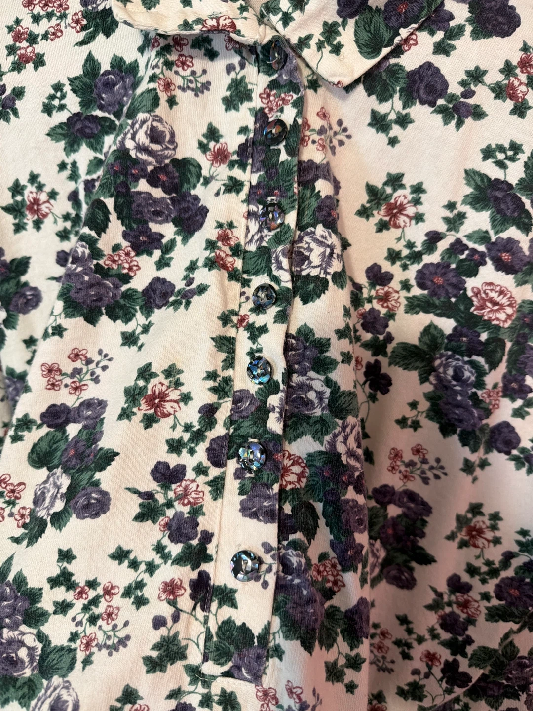White Vintage Floral Long Sleeve Shirt - photo 3
