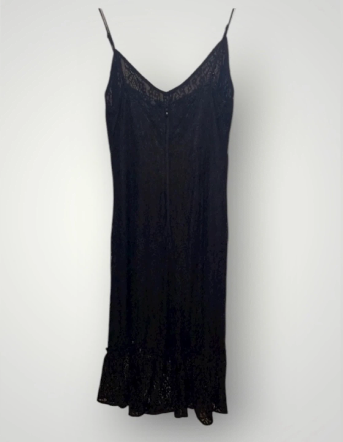 🌱 Vila Black Sheer Rosette Floral Lace Midi Dress size M - photo 3