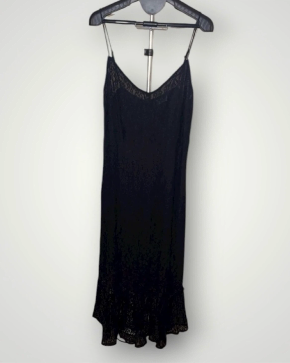 🌱 Vila Black Sheer Rosette Floral Lace Midi Dress size M - photo 2
