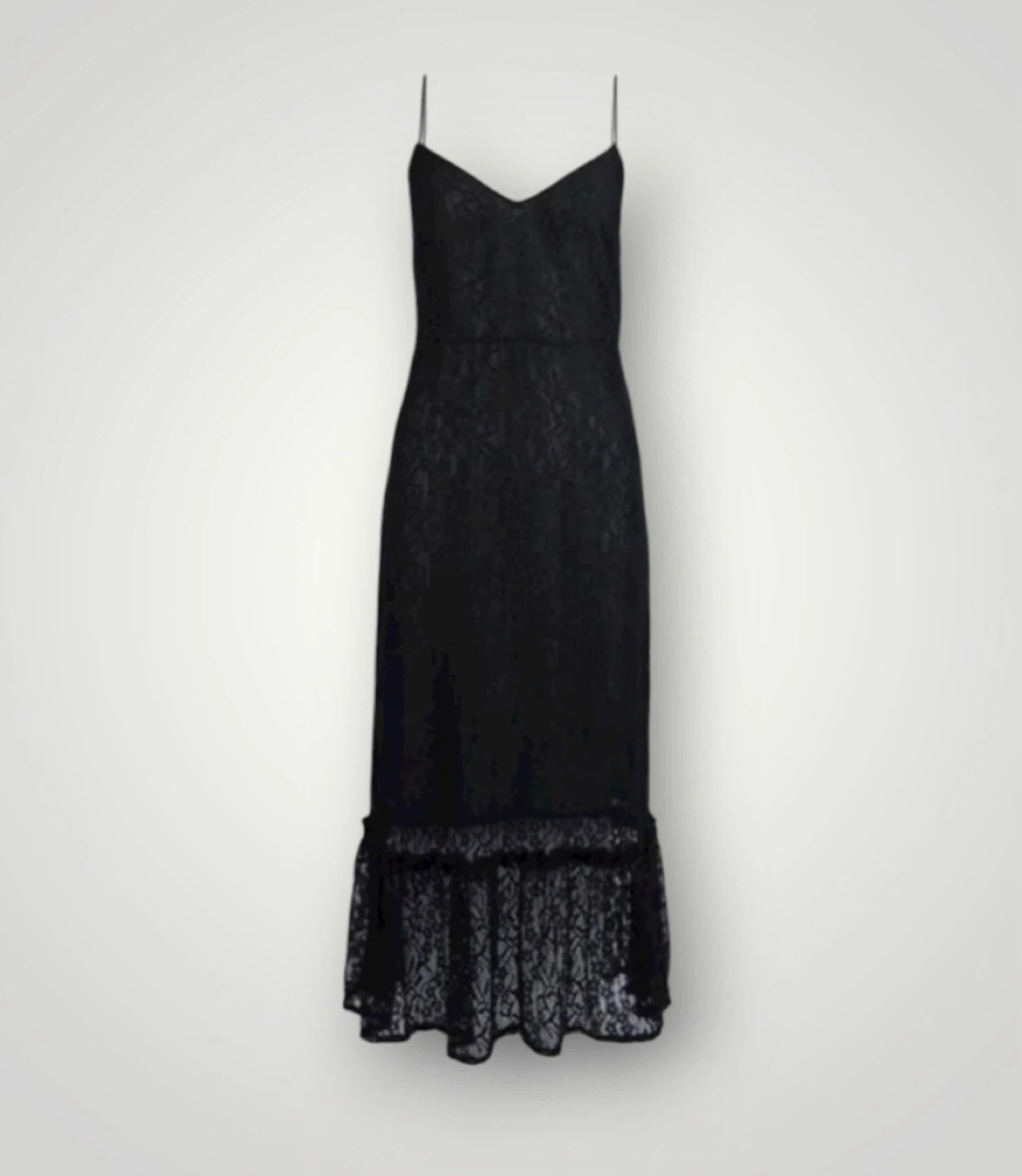 🌱 Vila Black Sheer Rosette Floral Lace Midi Dress size M