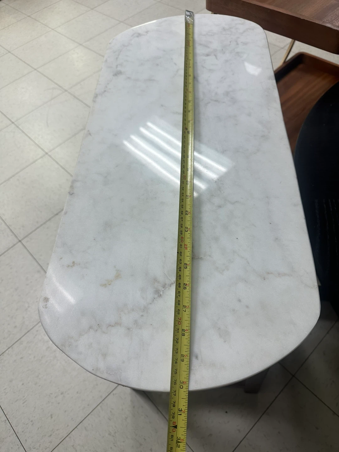 Marble Top Side Table with Wood Base - photo 3
