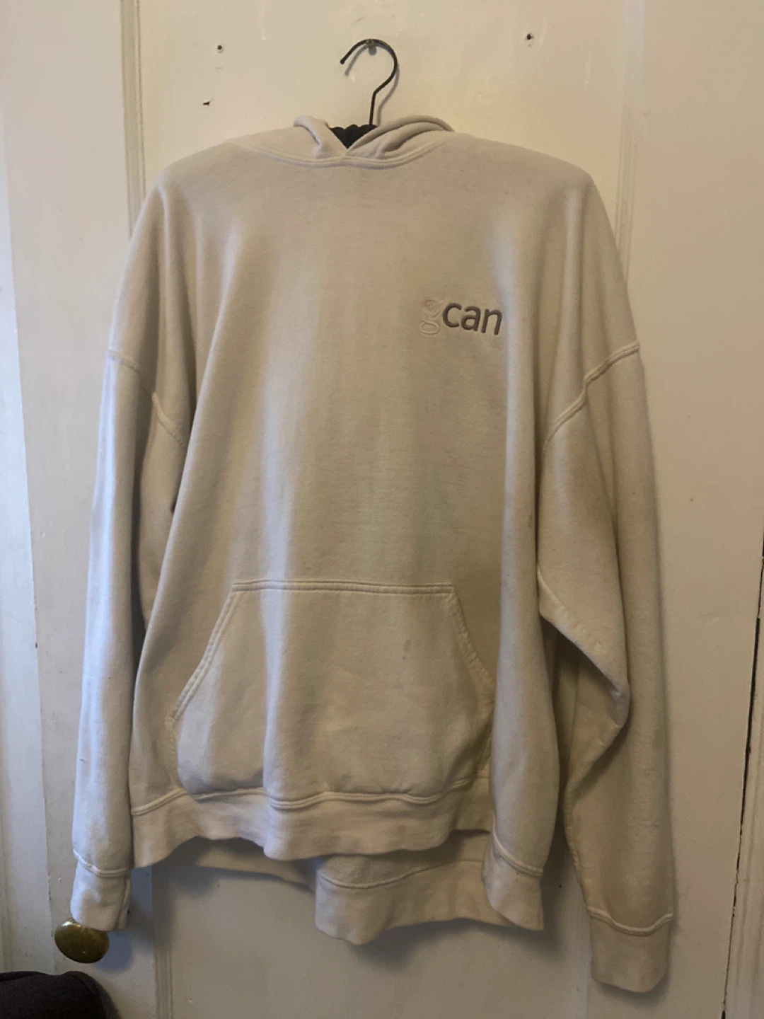 White hoodie has some marks
