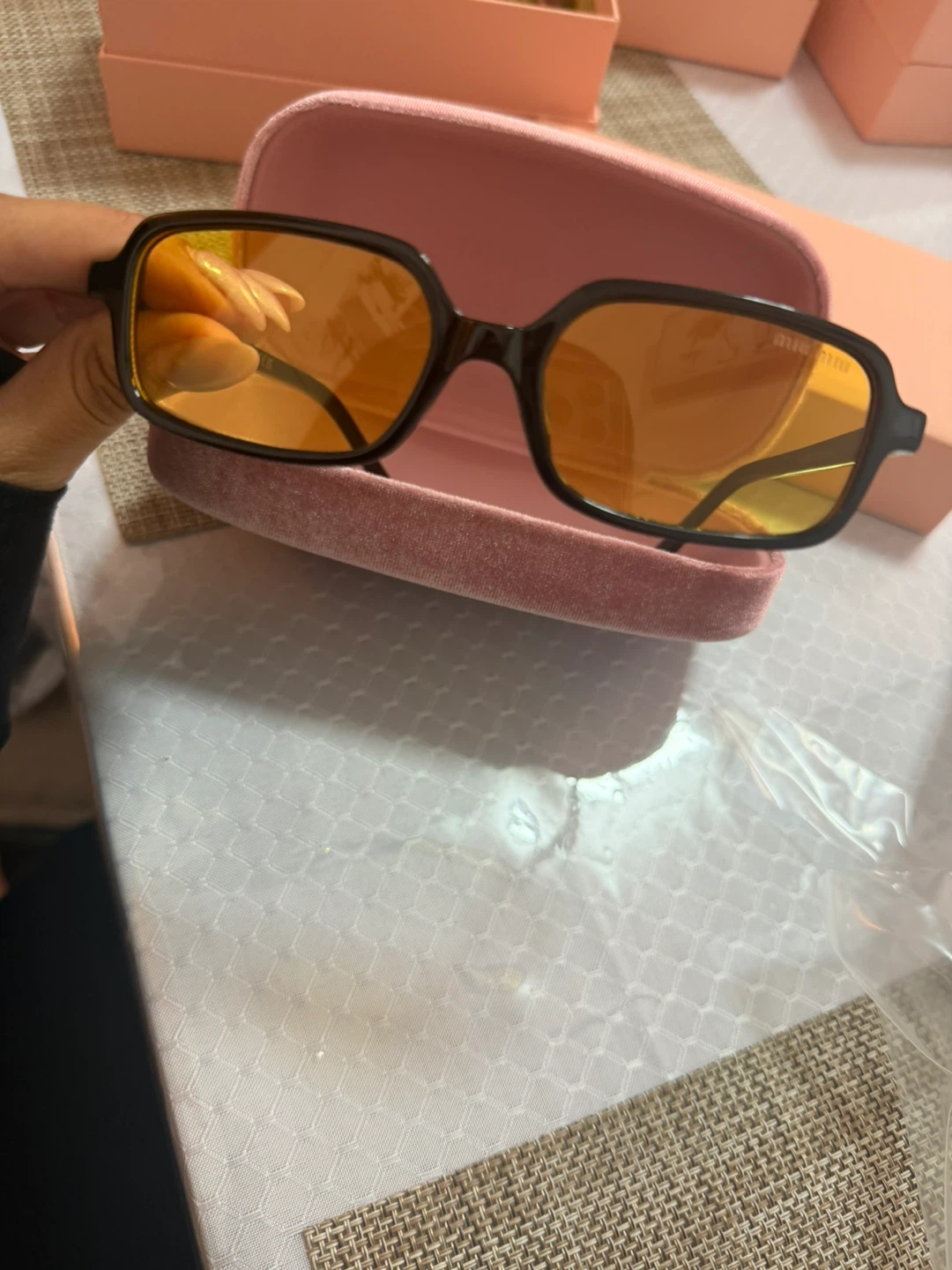 Miu Miu MU11ZS Sunglasses - Black with Yellow Lenses