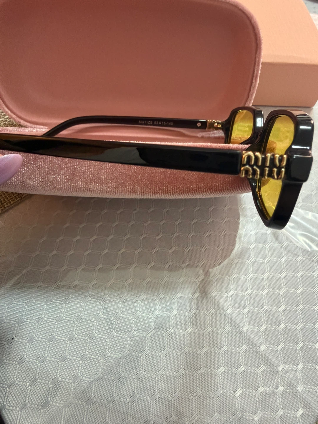 Miu Miu MU11ZS Sunglasses - Black with Yellow Lenses - photo 2