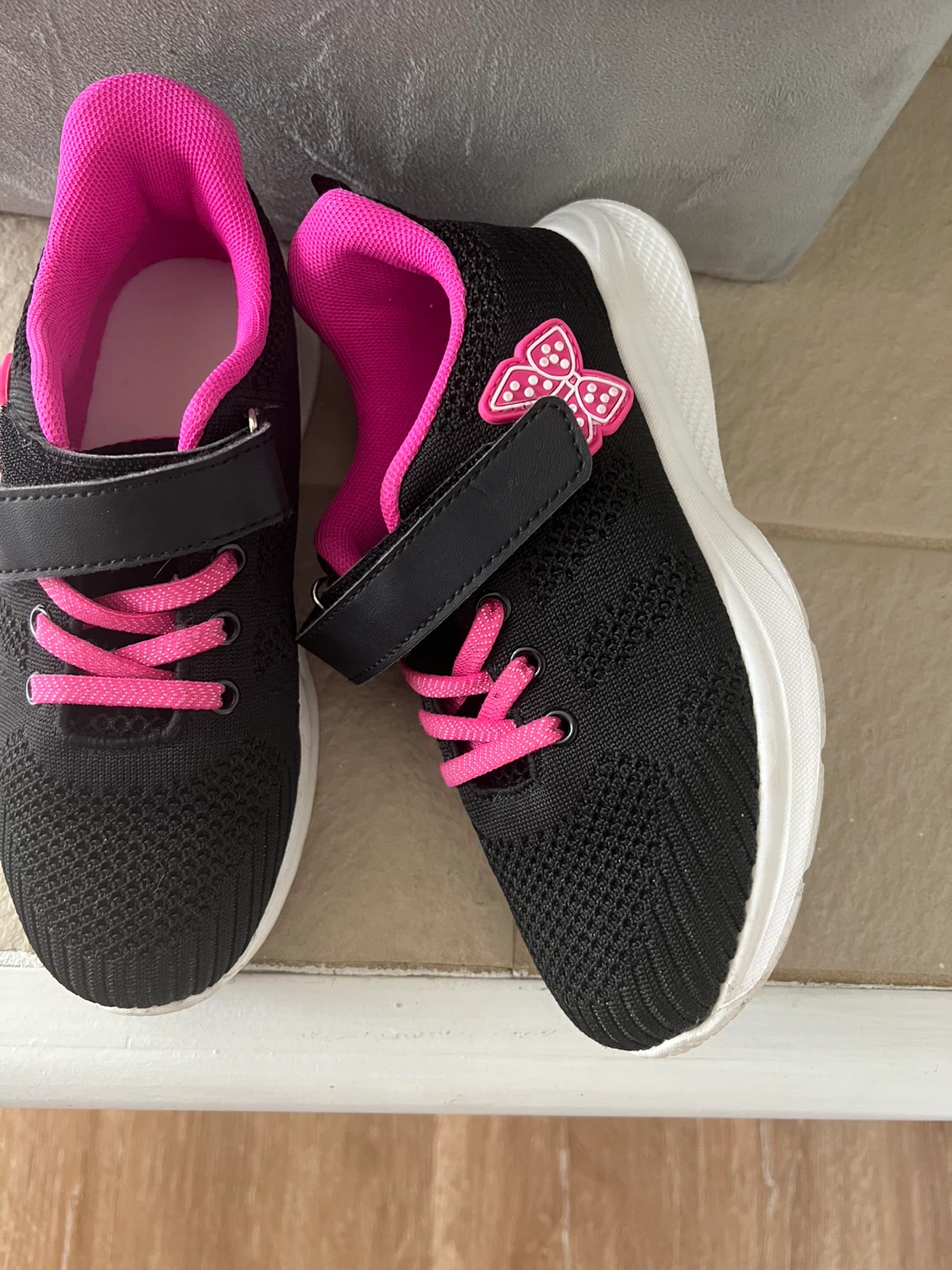Black and Pink Kids' Sneakers with Butterfly Detail - photo 2
