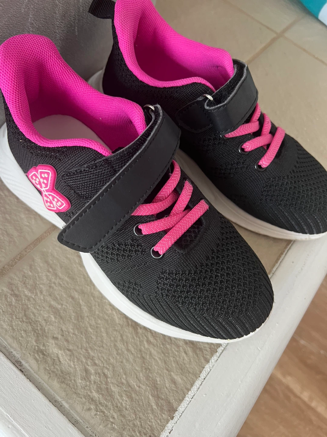 Black and Pink Kids' Sneakers with Butterfly Detail - photo 3
