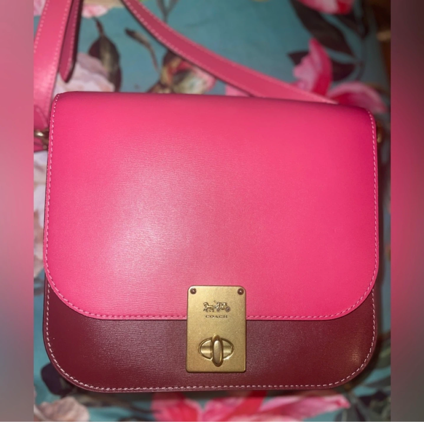 Coach Hutton Saddle Pink Colorblock Leather Crossbody Bag - photo 5
