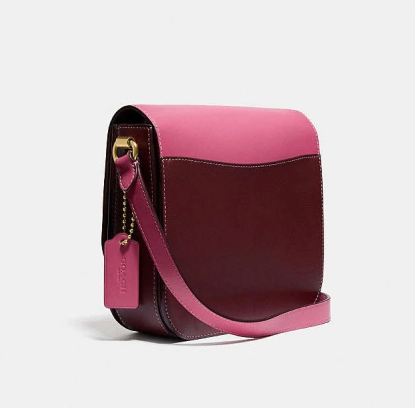 Coach Hutton Saddle Pink Colorblock Leather Crossbody Bag - photo 2